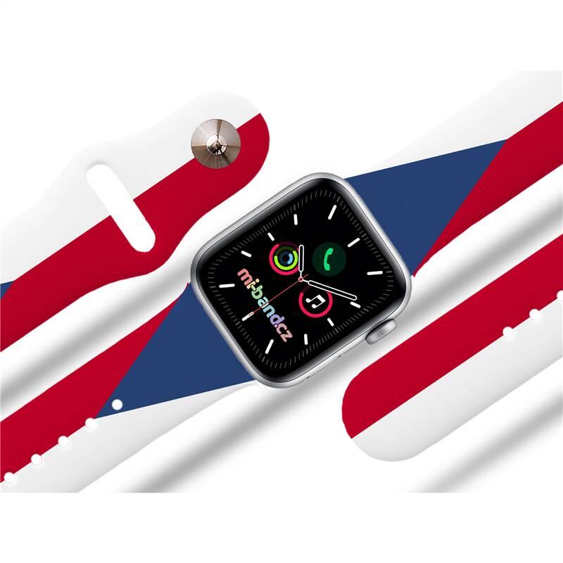 Řemínek Mi-Band na Apple Watch 42 44 45 mm - motiv Česká vlajka, bílý