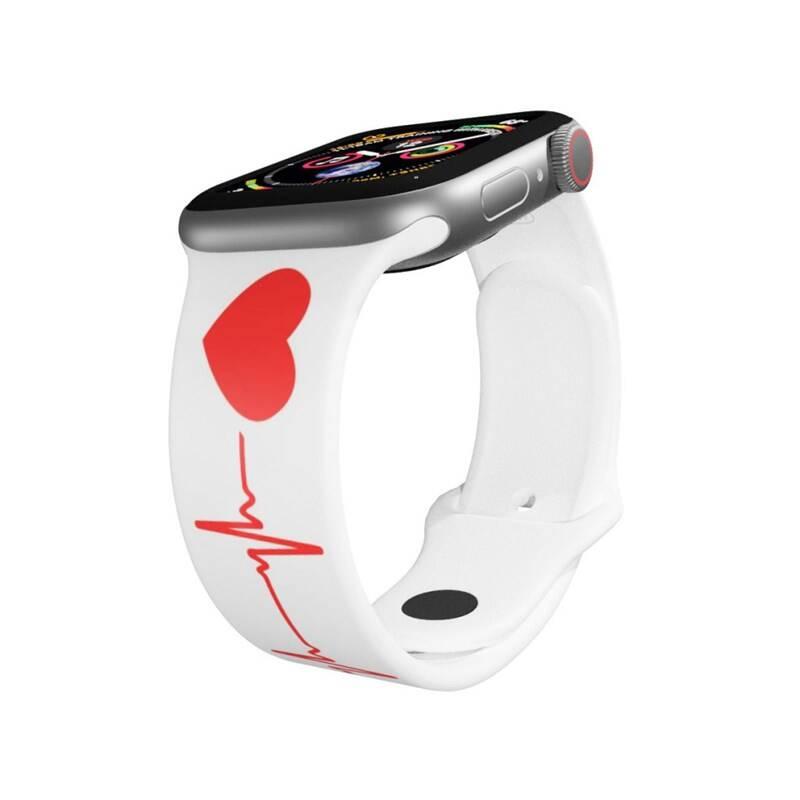 Řemínek Mi-Band na Apple Watch 42 44 45 mm - motiv EKG, bílý
