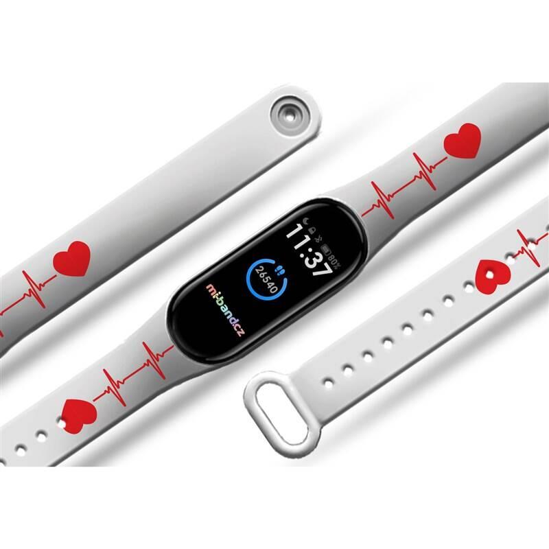 Řemínek Mi-Band na Xiaomi Mi Band 5 6 - motiv EKG, bílý