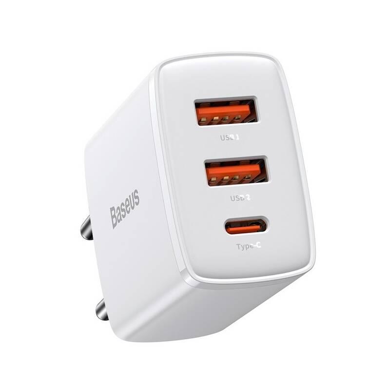 Nabíječka do sítě Baseus 2x USB-A, 1x USB-C, 30W bílá, Nabíječka, do, sítě, Baseus, 2x, USB-A, 1x, USB-C, 30W, bílá