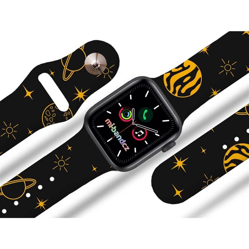 Řemínek Mi-Band na Apple Watch 38 40 41 mm - motiv Žluté planetky, černý