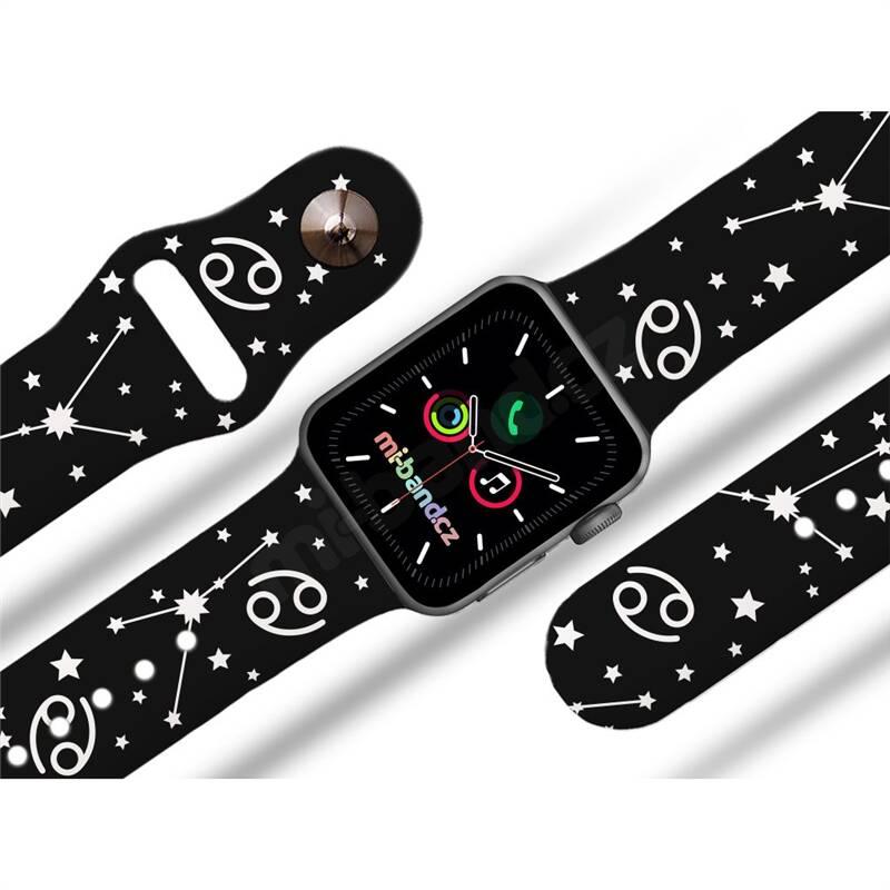 Řemínek Mi-Band na Apple Watch 38 40 41 mm - motiv Znamení zvěrokruhu Rak, černý