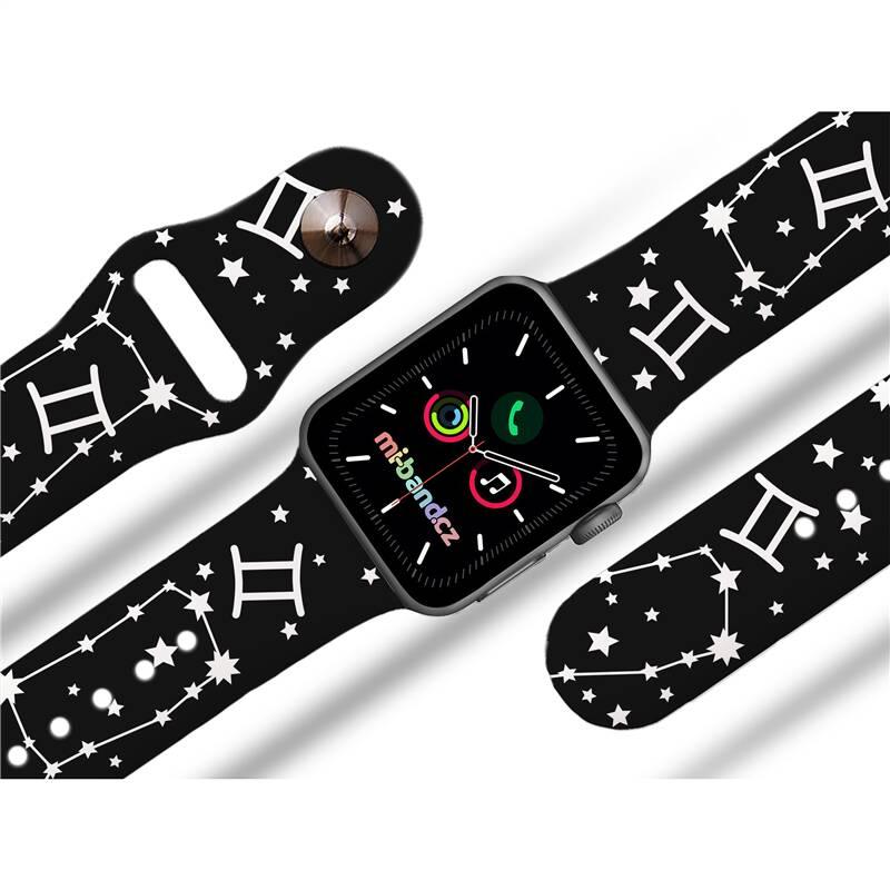 Řemínek Mi-Band na Apple Watch 42 44 45 mm - motiv Znamení zvěrokruhu Blíženci, černý