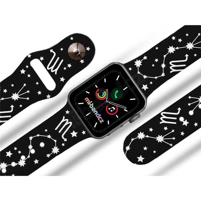 Řemínek Mi-Band na Apple Watch 42 44 45 mm - motiv Znamení zvěrokruhu Štír, černý