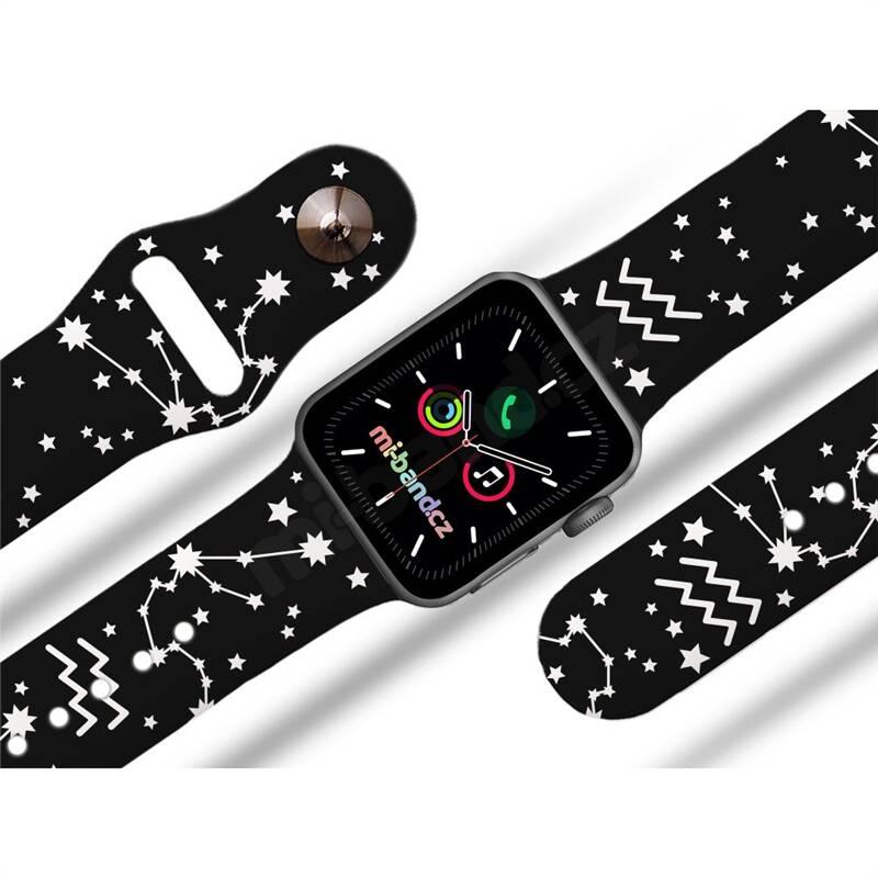 Řemínek Mi-Band na Apple Watch 42 44 45 mm - motiv Znamení zvěrokruhu Vodnář, černý
