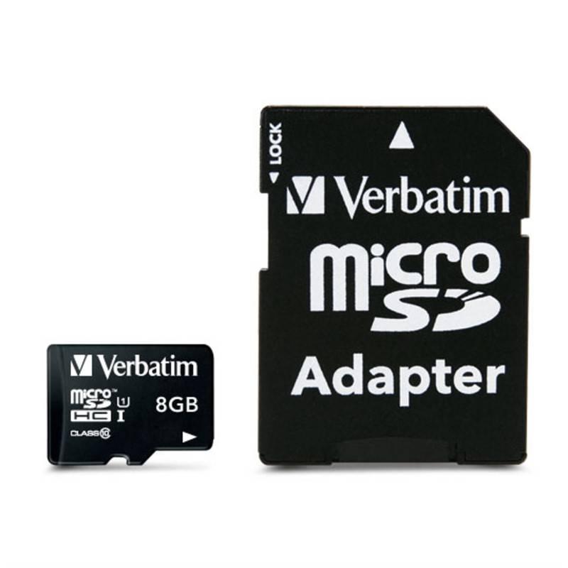Paměťová karta Verbatim micro SDHC 8GB Class 10 adaptér
