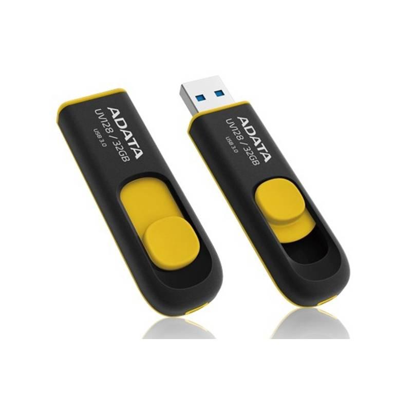 USB Flash ADATA UV128 32GB černý žlutý, USB, Flash, ADATA, UV128, 32GB, černý, žlutý