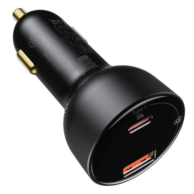 Adaptér do auta Baseus Supreme PPS 1x USB, 1x USB-C 95W USB-C kabel 100W 1m černý