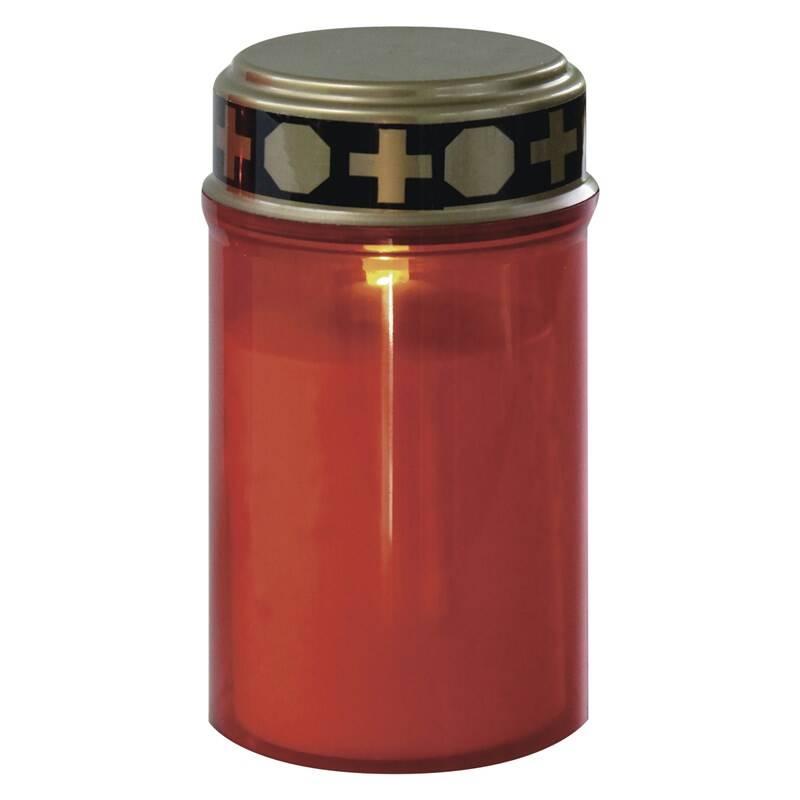LED dekorace EMOS hřbitovní svíčka červená, 2x C, venkovní i vnitřní, teplá bílá, časovač