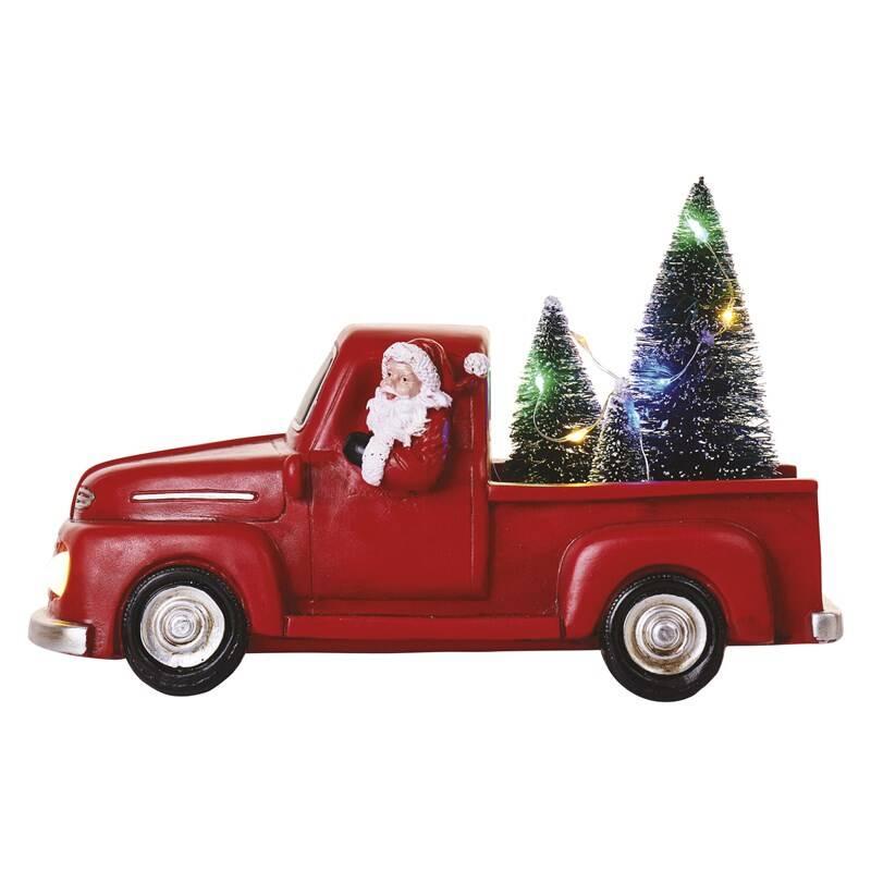 LED dekorace EMOS Santa v autě s vánočními stromky, 10 cm, 3x AA, vnitřní, multicolor