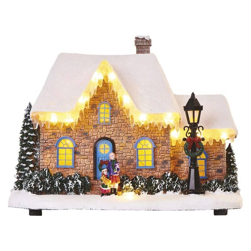 LED dekorace EMOS vánoční domek, 20,5 cm, 3x AA, vnitřní, teplá bílá