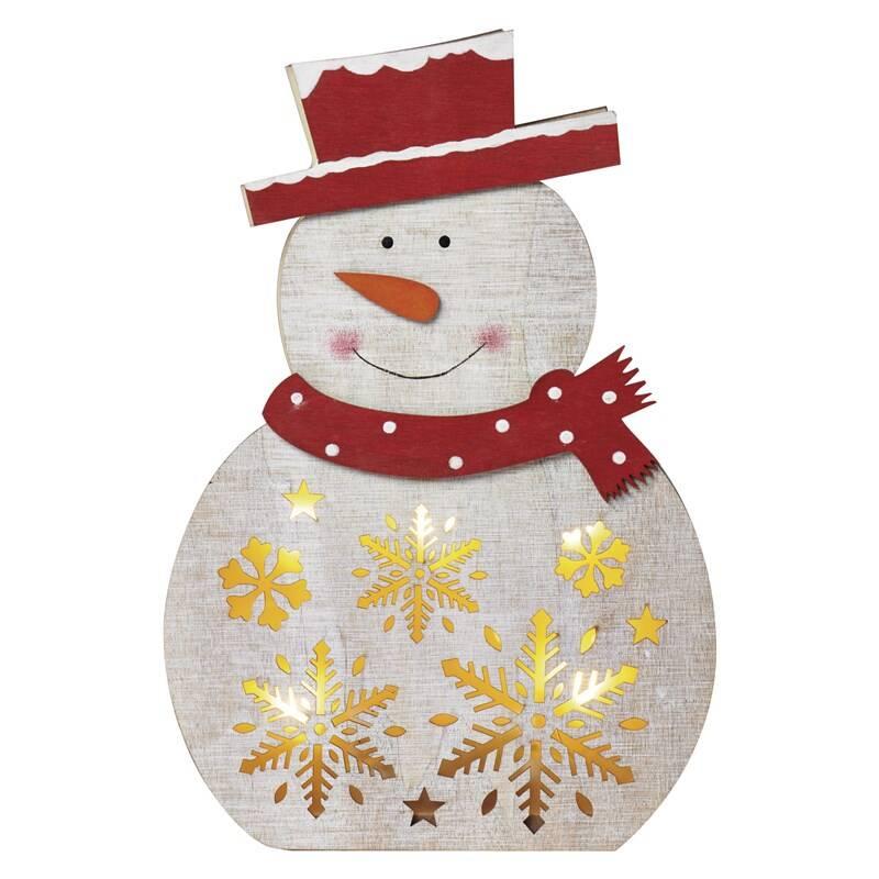 LED dekorace EMOS vánoční sněhulák dřevěný,