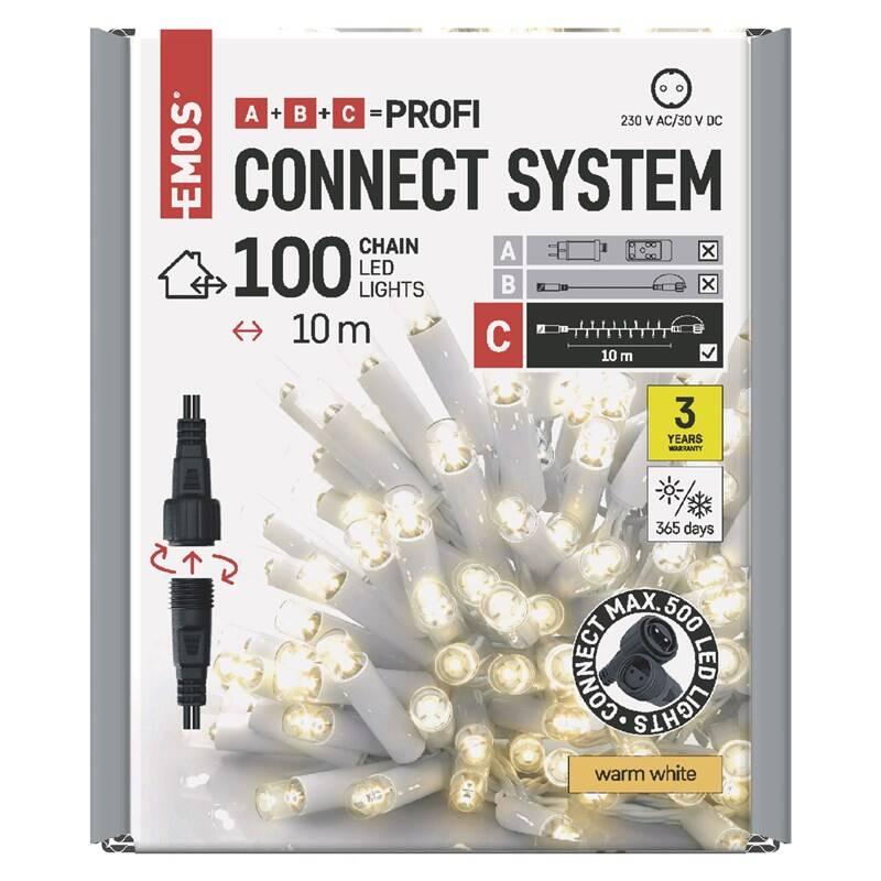 Spojovací řetěz EMOS 100 LED Profi bílý, 10 m, venkovní i vnitřní, teplá bílá, časovač, Spojovací, řetěz, EMOS, 100, LED, Profi, bílý, 10, m, venkovní, i, vnitřní, teplá, bílá, časovač