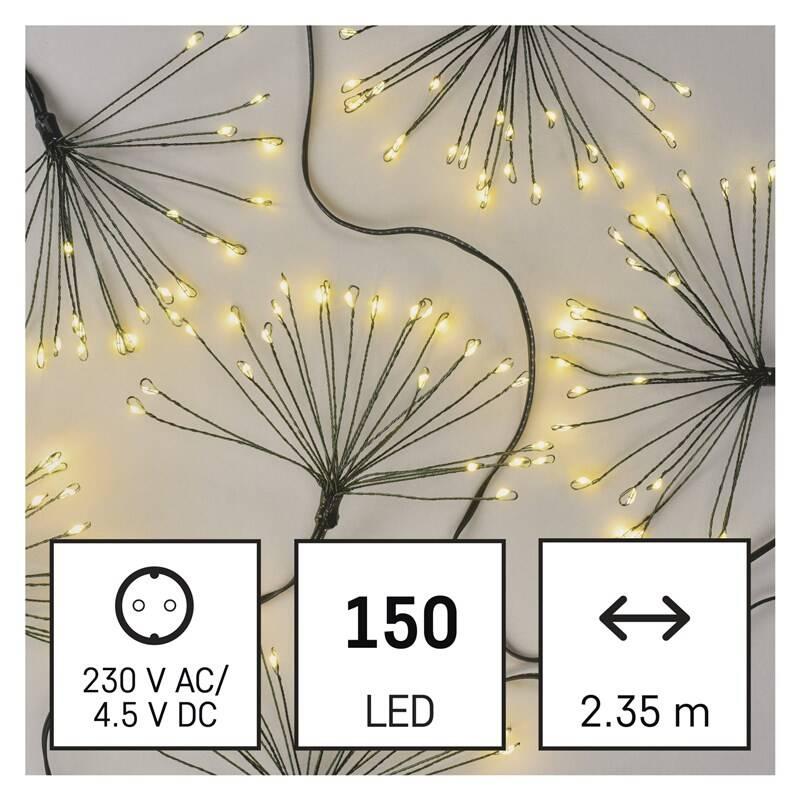 Vánoční osvětlení EMOS 150 LED řetěz - svítící trsy, nano, 2,35 m, vnitřní, teplá bílá, časovač, Vánoční, osvětlení, EMOS, 150, LED, řetěz, svítící, trsy, nano, 2,35, m, vnitřní, teplá, bílá, časovač