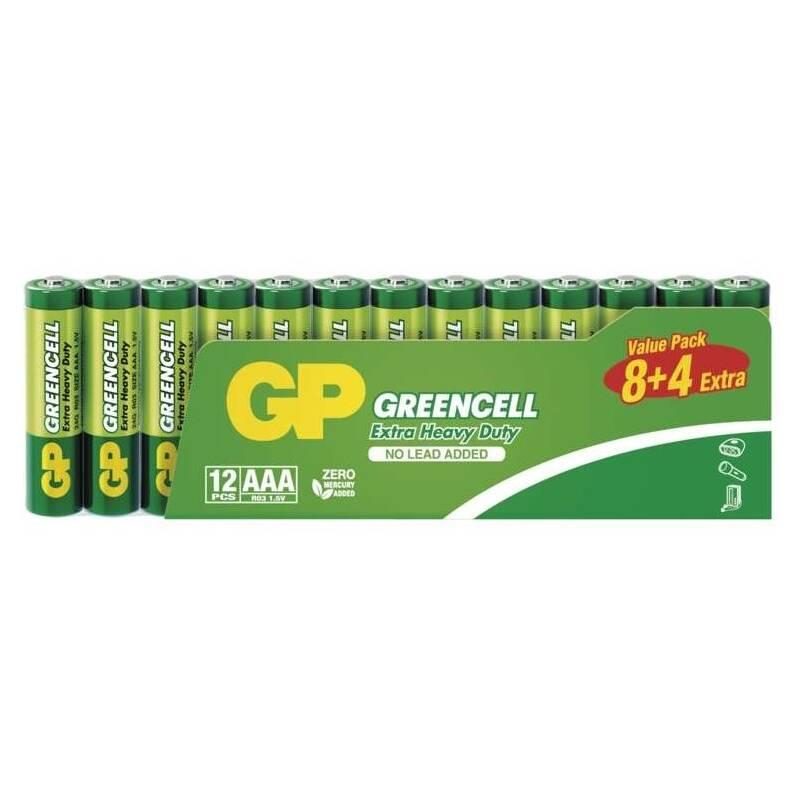 Baterie zinkochloridová GP Greencell AAA , 12 ks, Baterie, zinkochloridová, GP, Greencell, AAA, 12, ks