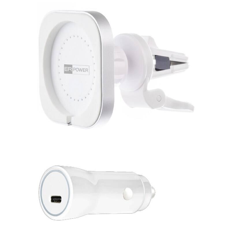 Držák na mobil ER Power pro MagSafe nabíječku adaptér do auta 20W bílý, Držák, na, mobil, ER, Power, pro, MagSafe, nabíječku, adaptér, do, auta, 20W, bílý