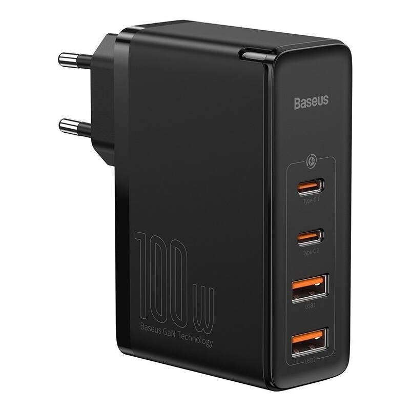 Nabíječka do sítě Baseus GaN2 Pro, 2x USB-C, 2x USB-A, 100W černá, Nabíječka, do, sítě, Baseus, GaN2, Pro, 2x, USB-C, 2x, USB-A, 100W, černá