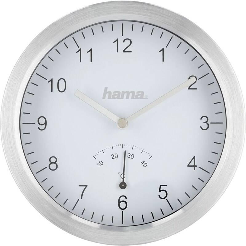 Nástěnné hodiny Hama 186414 stříbrné bílé, Nástěnné, hodiny, Hama, 186414, stříbrné, bílé
