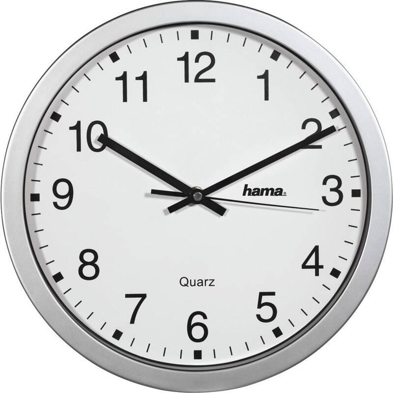 Nástěnné hodiny Hama CWA100 stříbrné bílé, Nástěnné, hodiny, Hama, CWA100, stříbrné, bílé