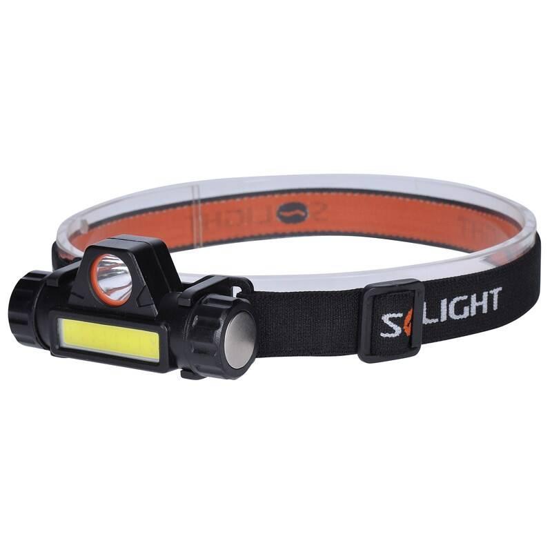 Čelovka Solight 3W COB,150 120lm, Li-ion, USB černá