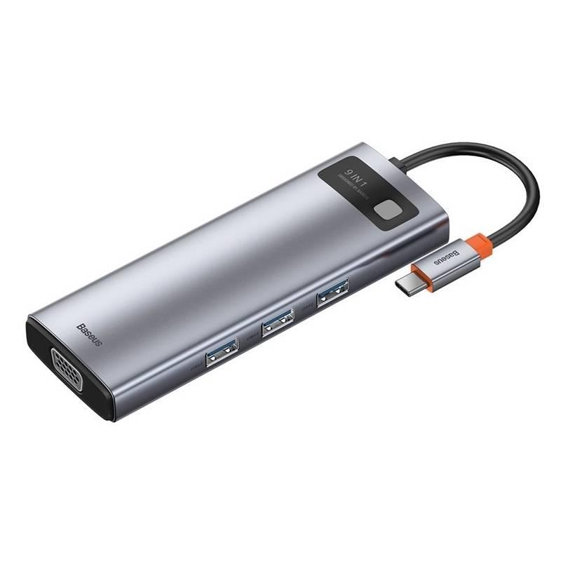 Dokovací stanice Baseus Metal Gleam Series 9v1 HUB USB-C šedé