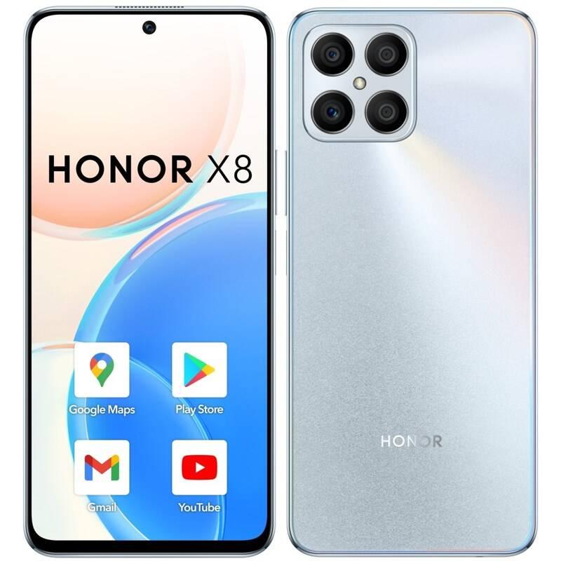 Mobilní telefon Honor X8 stříbrný