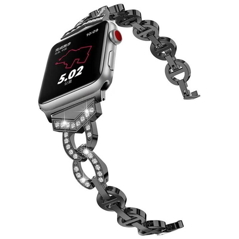 Řemínek WG crystal, kovový, na Apple Watch 38 40 41 mm černý
