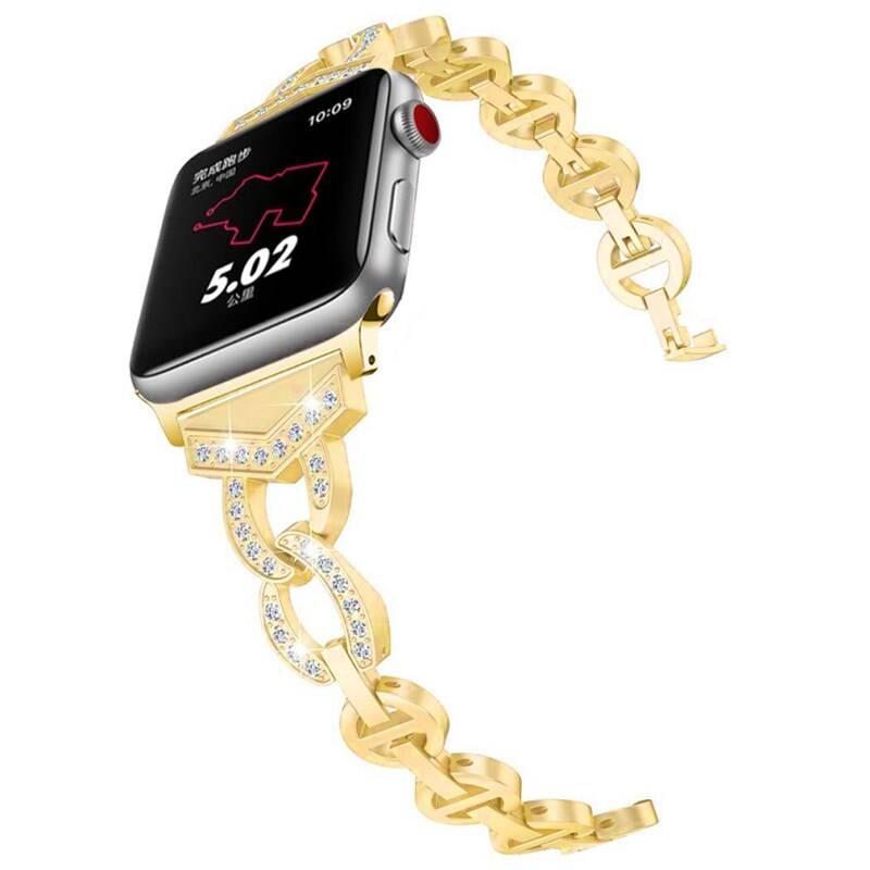 Řemínek WG crystal, kovový, na Apple Watch 42 44 45 49 mm zlatý