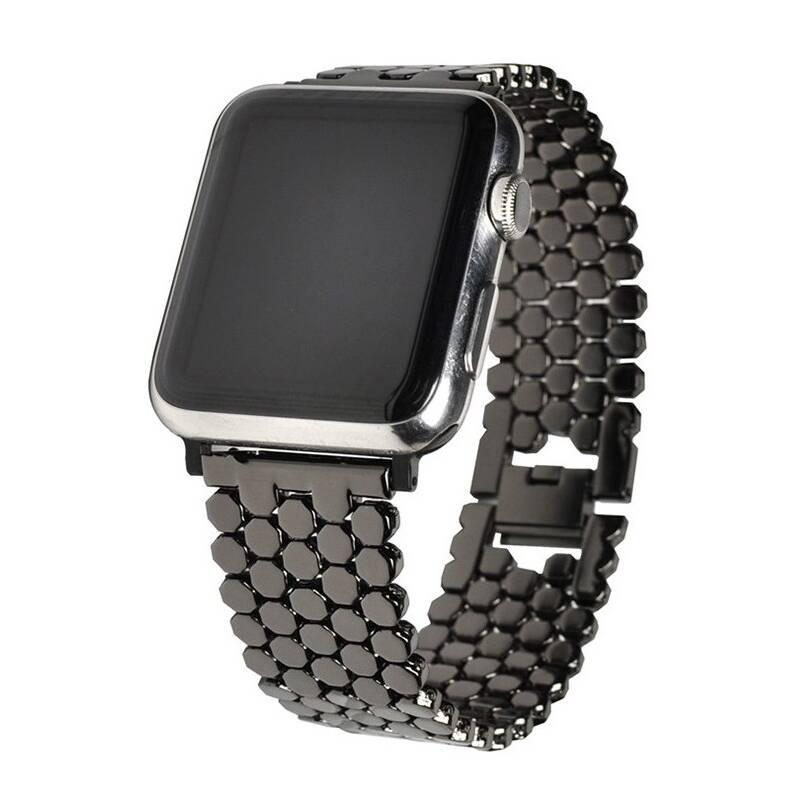 Řemínek WG dots, kovový, na Apple Watch 38 40 41 mm adapter černý
