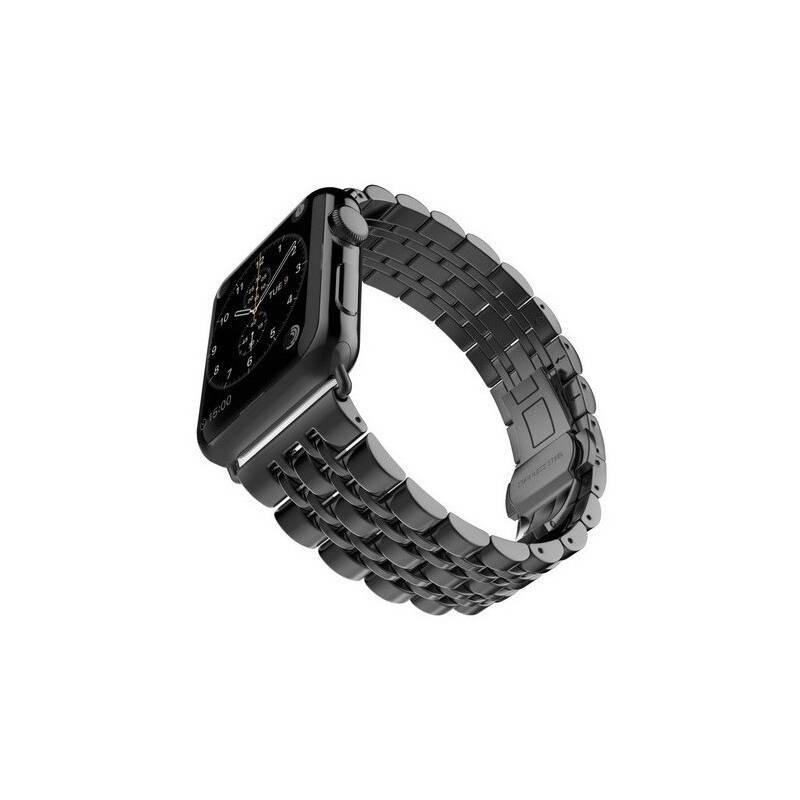 Řemínek WG klasik, kovový, na Apple Watch 42 44 45 49 mm adapter černý