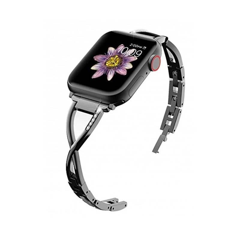 Řemínek WG úzký, kovový, na Apple Watch 42 44 45 49 mm černý