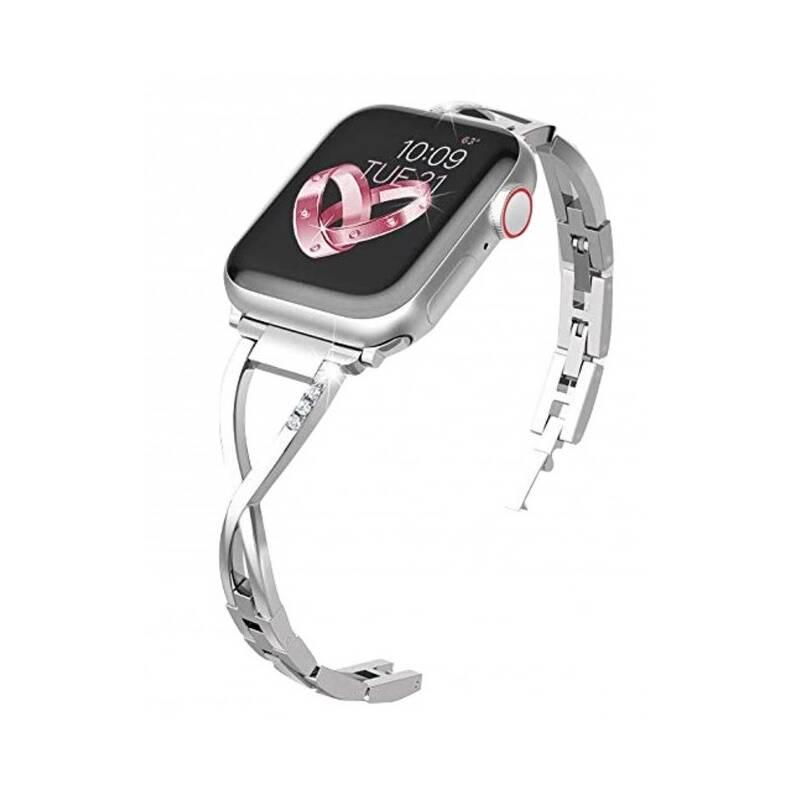 Řemínek WG úzký, kovový, na Apple Watch 42 44 45 49 mm stříbrný