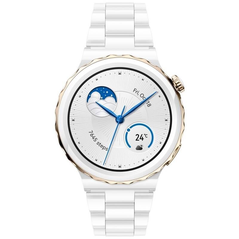 Chytré hodinky Huawei Watch GT3 Pro 43 mm - Gold Bezel White Ceramic Case White Ceramic Strap, Chytré, hodinky, Huawei, Watch, GT3, Pro, 43, mm, Gold, Bezel, White, Ceramic, Case, White, Ceramic, Strap
