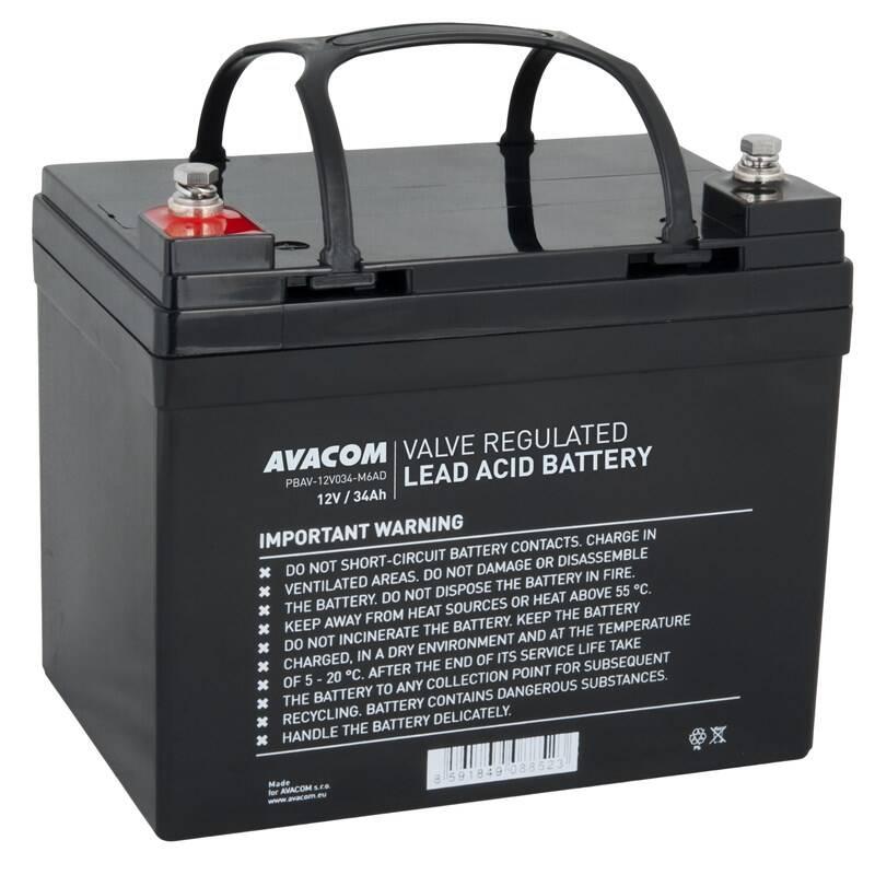 Olověný akumulátor Avacom 12V 34Ah M6 DeepCycle, Olověný, akumulátor, Avacom, 12V, 34Ah, M6, DeepCycle