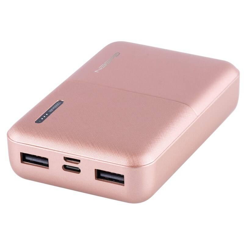 Powerbank GoGEN 10000 mAh, PB100007, metalická růžová